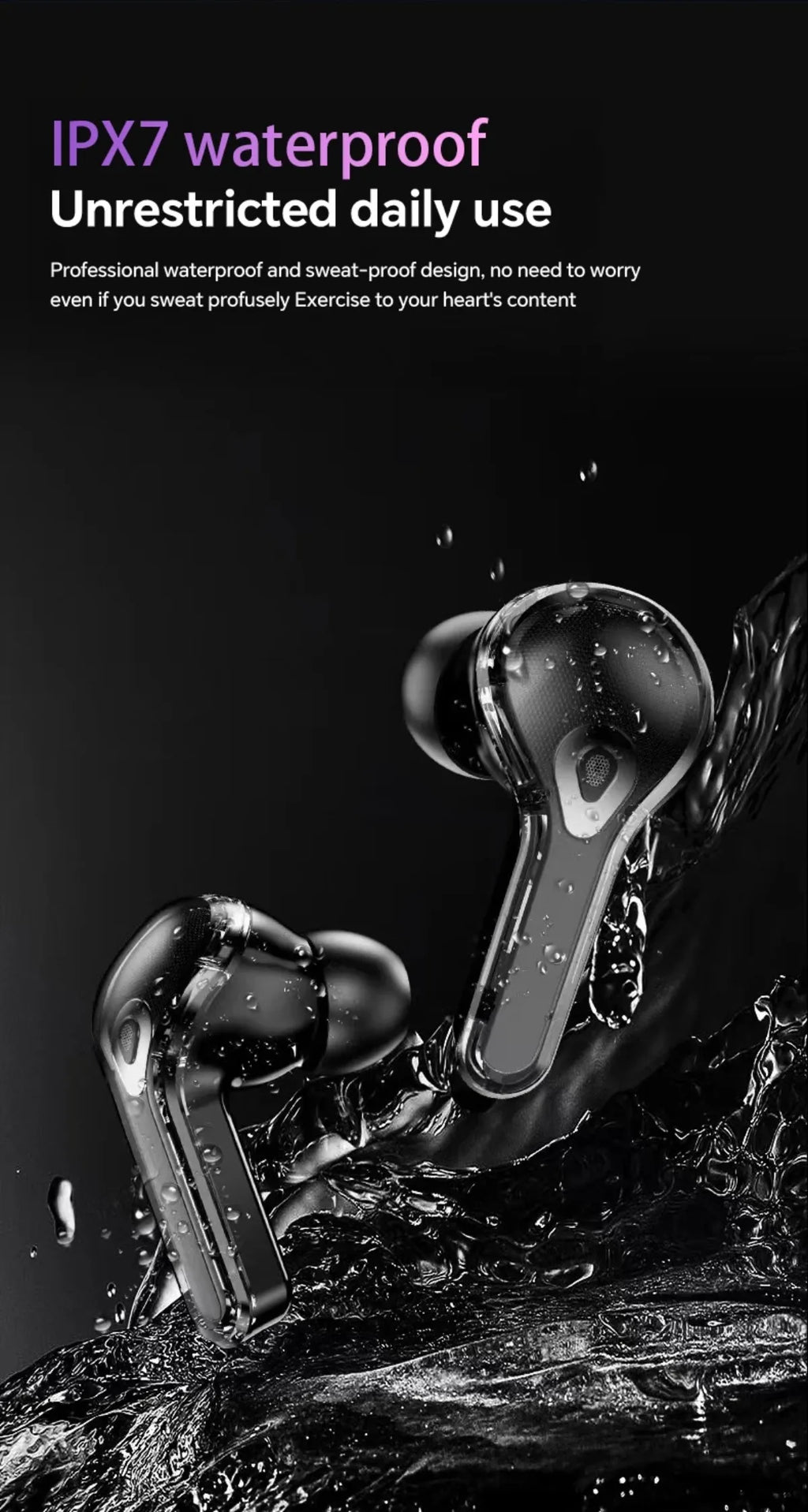 Übersetzung Kopfhörer mit Touchscreen Kabellos Bluetooth 5.4 Smart Earphone HiFi Audio Hohe Qualität Transparente Hülle Headset