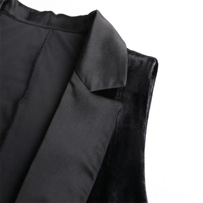 Schwarze Samtweste Jacke für Damen Ärmelloser Blazer Mode 2026 Frühling und Herbst Anzug Tank Top Retro Weste Z2338