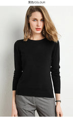 Damen Slim O-Neck Pullover Kaschmir-Wollmischung Pullover Herbst Und Winter Langarm Strick Unterhemd Große Größe 2024