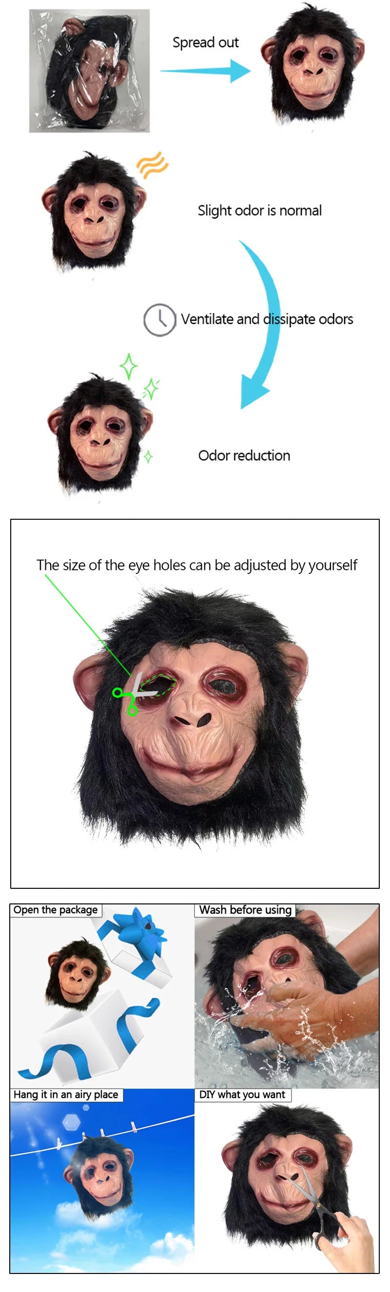 Gorilla Maske Tier Cosplay Maske Halloween Horror Rollenspiel Neuheit Lustige Masken Drama Performance Tiermaske Karnevalsmaske