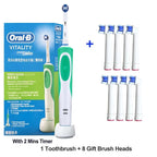 Oral B Elektrische Zahnbürste 2D Rotierende Vibrationsreinigung Ladezahnbürste Cross Action Borsten Mundpflege 4 Geschenk-Bürstenköpfe gratis