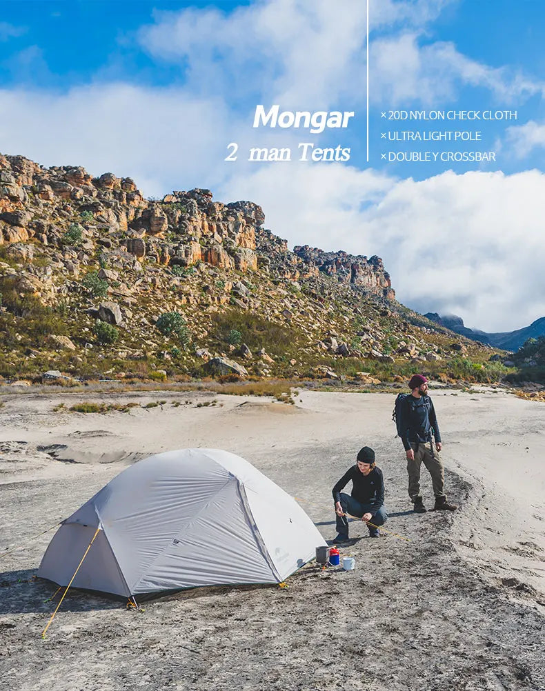 Naturehike Mongar UL 2 Zelt 2 Personen Trekkingzelt 20D Ultraleichtes Reisezelt Wasserdichtes Wanderzelt Überlebenszelt Outdoor Camping Zelt