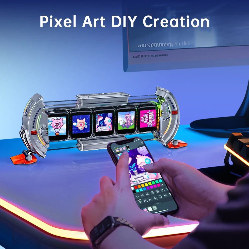 Divoom Times Gate Gaming Room Setup Digitaluhr mit intelligenter App-Steuerung, WLAN-Verbindung, RGB-LED-Anzeige, Büro-Dekor Cyberpunk