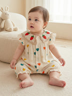 MILANCEL Sommer-Baby-Strampler 0-24M Süßer Liebes-Kleinkind-Overall Dünn Belüftete Babykleidung Karotten-Mädchen Einteiler