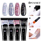 LILYCUTE 15ml Verlängerungsgel-Nagellack-Set Quick Nail Prolong mit Verlängerungsform-Nagelspitzen Acryl-Lösung Maniküre-Werkzeug-Kit