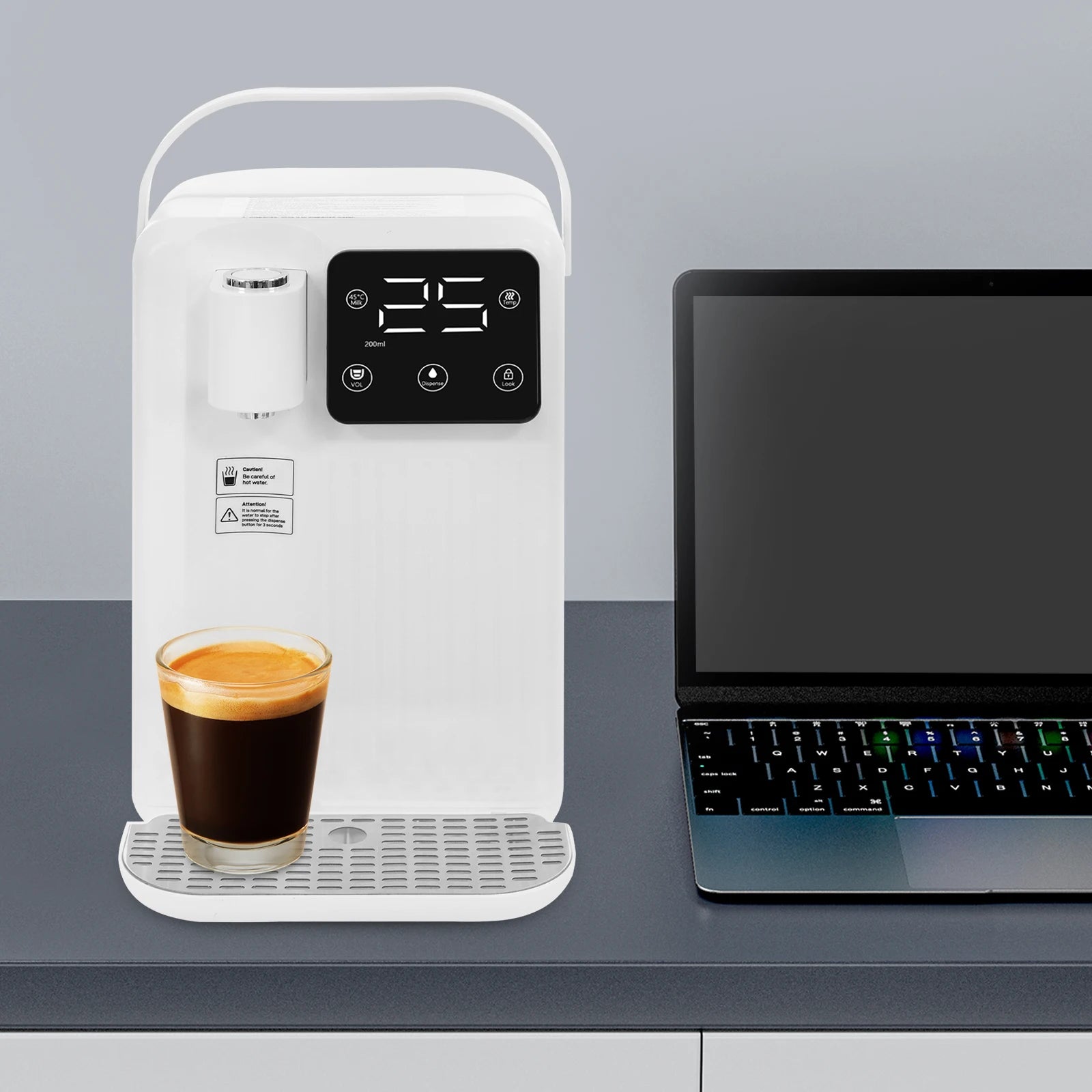 3L Weißer Instant-Heißwasserspender mit LED-Anzeige 19*24*29,5cm Schnelle Heizung Wasserspender Büro Desktop Wasserspender
