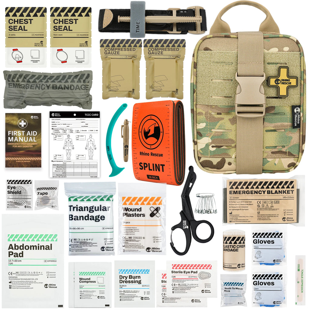 RHINO RESCUE-SE IFAK Trauma Erste-Hilfe-Set, taktische medizinische Tasche für Auto, Zuhause, Reisen, Wandern und Camping, Notfall-Überlebensausrüstung