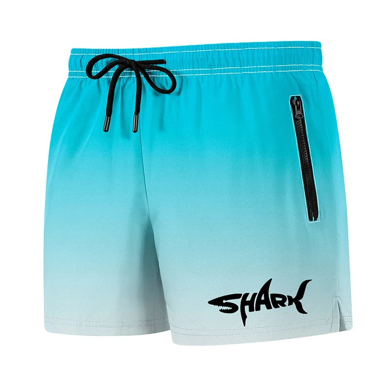Hai-Grafik Herren Badeshorts Sommer Lässige Strandshorts mit Netzfutter Reißverschlusstaschen Schnell trocknende Badehose