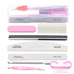 8-teiliges Nagelfeilen-Set 100/180 Nagelschleifpuffer Professionelle Maniküre-Feilen Make-up Pediküre-Bürsten Werkzeug Verlängerungskits