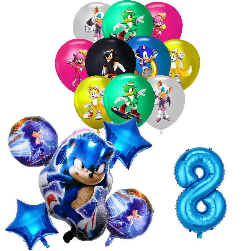 Sonic Geburtstagsparty Dekoration Spiel Igel Ballons Actionfigur Party Pappteller Handtuch Becher Tischdecke Spielzeug Kindergeschenke