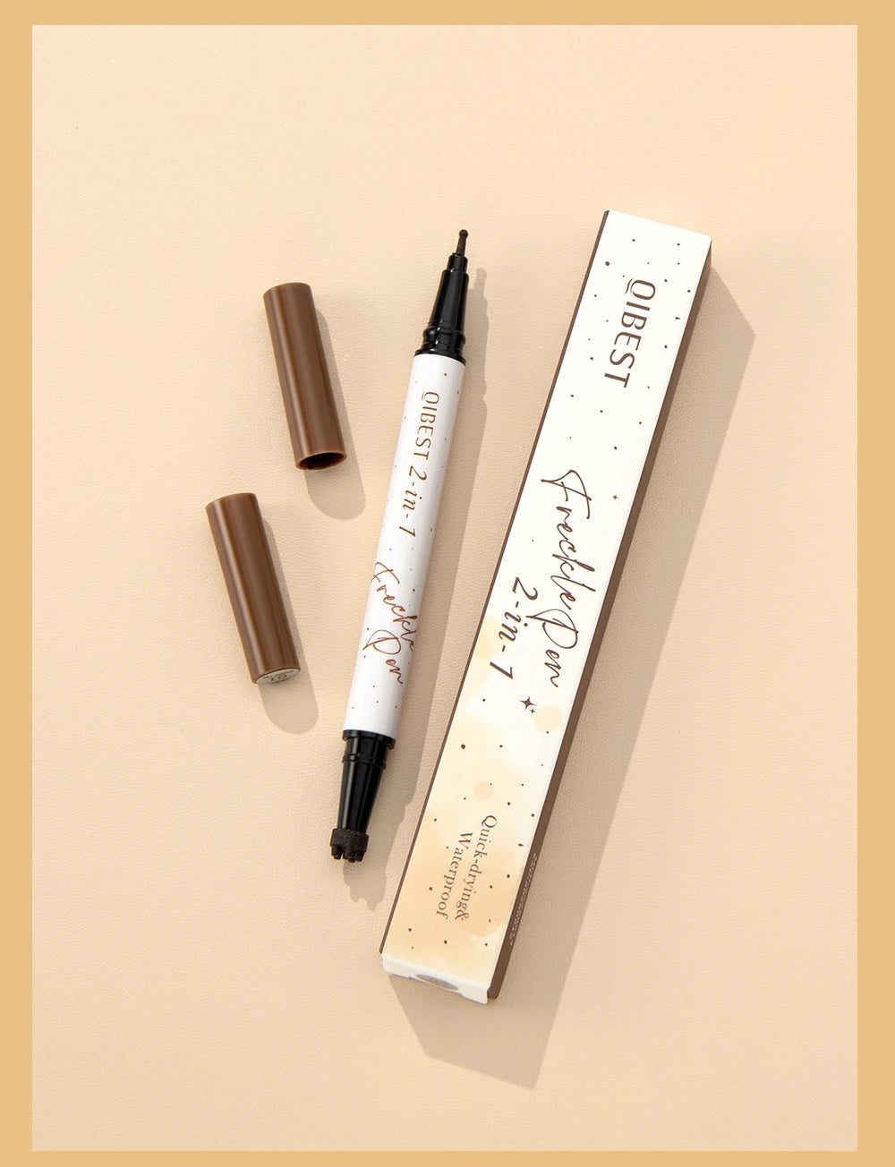 Qibest 2-In-1 Freckle Pen with Gourd-Shaped Head, Natural and Realistic, Sweat-Proof, Double-Ended Stamp Dot Pen Cosmetic Stick
