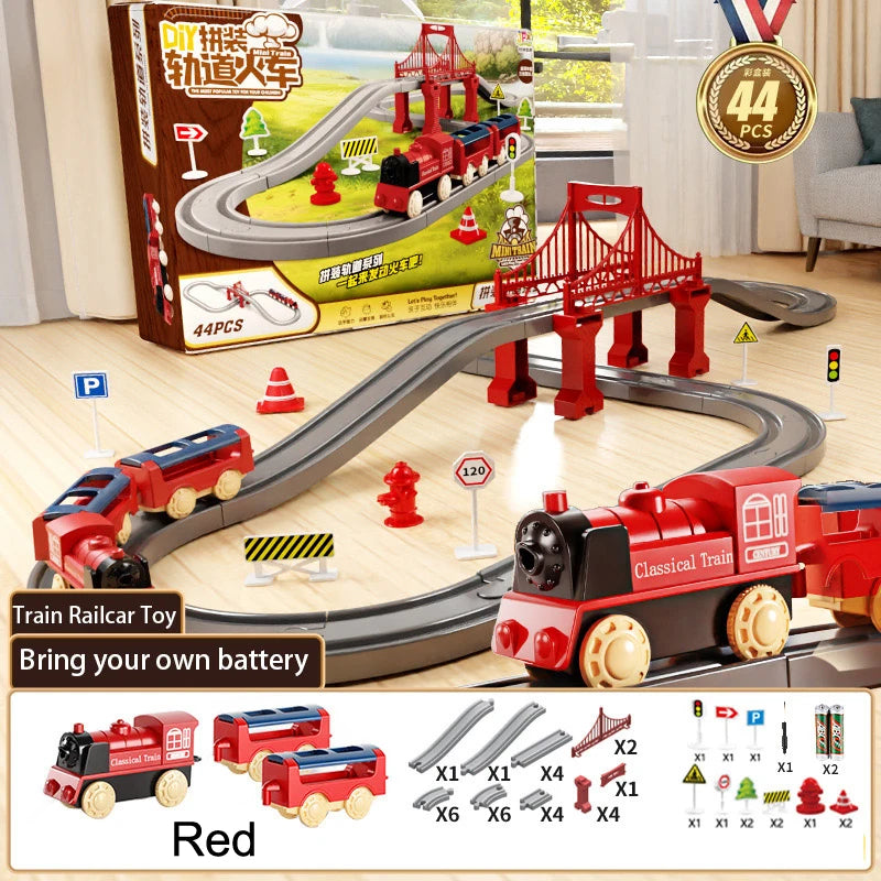 44 Teile/Set Elektrische Eisenbahn Schienensets Zusammenbau Schienenwagen Spielzeug Junge Pädagogisches Simulationsmodell Weihnachts-Geburtstagsgeschenk