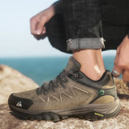 HIKEUP Leder Herrenschuhe für Herren Freizeitschuhe Mode Wasserdicht Winter Luxus Designer Marke Arbeitsstiefel Herren Rutschfeste Sneaker