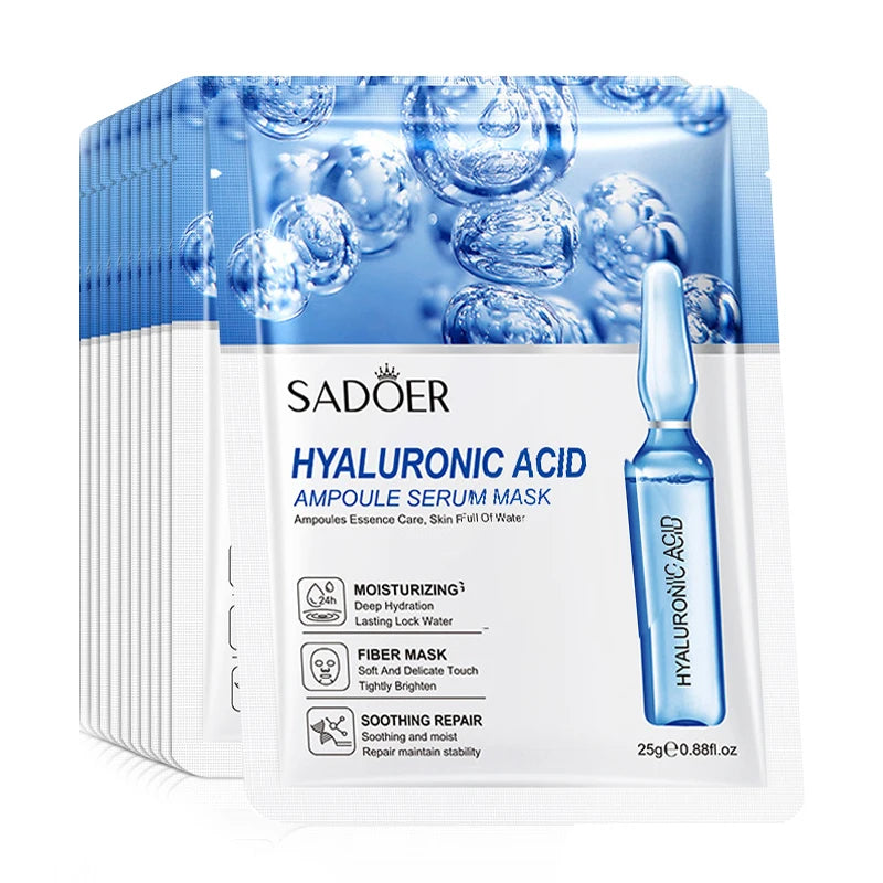 10 St. SADOER 24K Gold Vitamin C Hyaluronsäure Gesichtsmaske Feuchtigkeitsspendend Straffend Hydrierend Gesichtsmasken Hautpflegeprodukte