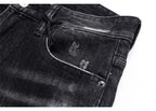Street Fashion Herren Eng Schwarz Grau Jeans Retro Elastische Schlankmachende Split-Style Jeans Herren Retro Designer Brand Jeans Hombre