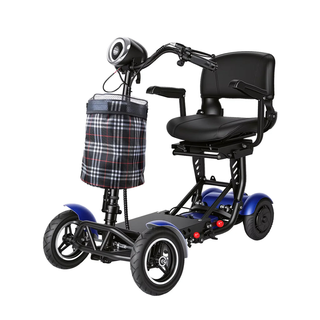 SUNNIGO 4 Wheels All Terrain Electric Mobility Scooter Dual 500W Motor 36V 18Ah Lithium Battery Lightweight Foldable Travel Scooters Adjustable Seat Anti-slip Tires Safe Brake System Comfortable Long Range 50km For Senior Dis