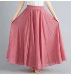 Neue 2020 Damen Leinen Baumwolle Lange Röcke Elastische Taille Plissierte Maxi Röcke Strand Boho Vintage Sommer Röcke Faldas Saia