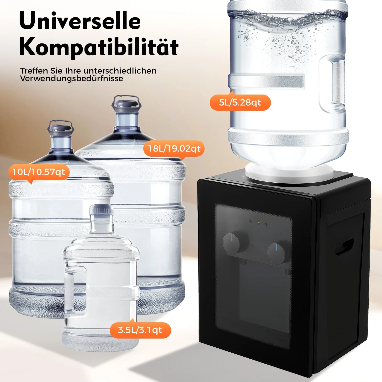 550W Tisch-Wasserspender Edelstahl-Innenbehälter PP-Material 270x235x370mm 3kg Schnelles Heizen & Kühlen Dual-Use Wasserspender