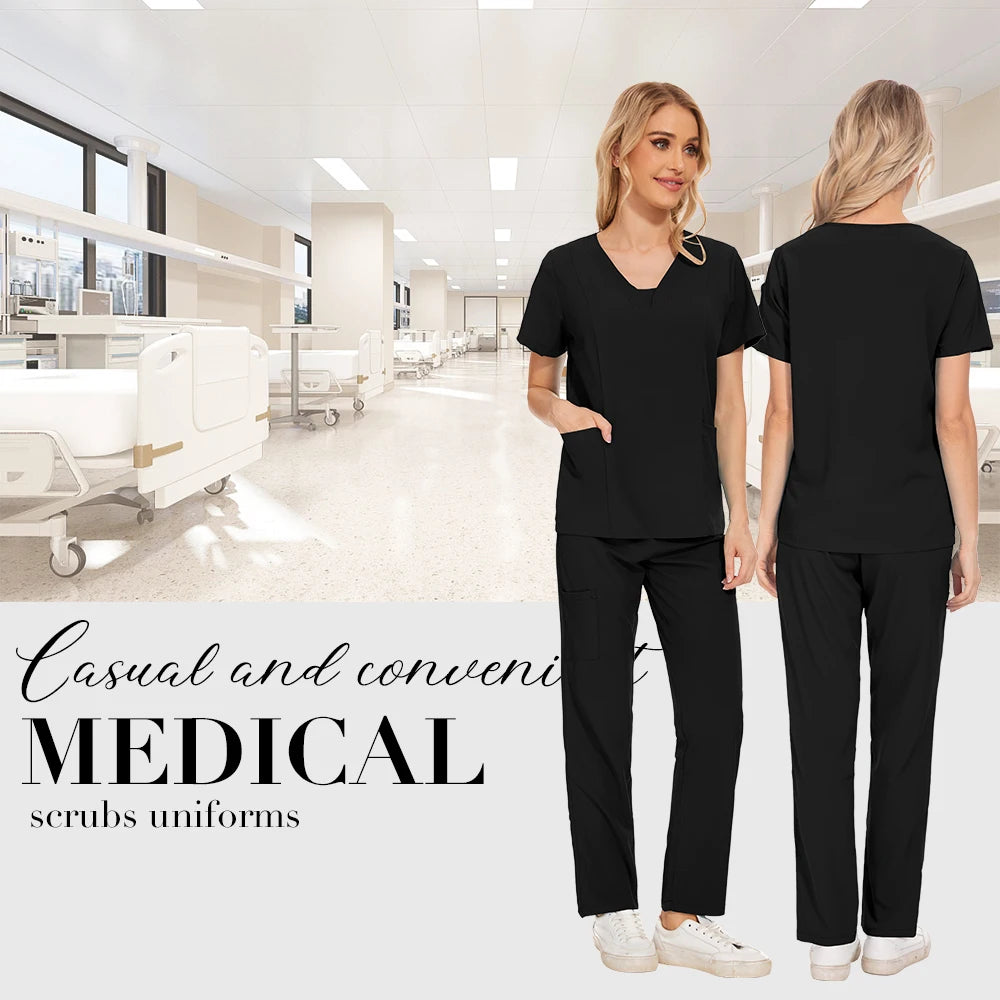 Niaahinn Scrubs Uniforms Sets Großhandel Medizinische Kasacks Stretch-Anzug Gesundheitswesen Pflegeuniform Unisex OP-Kasacks Damen Herren