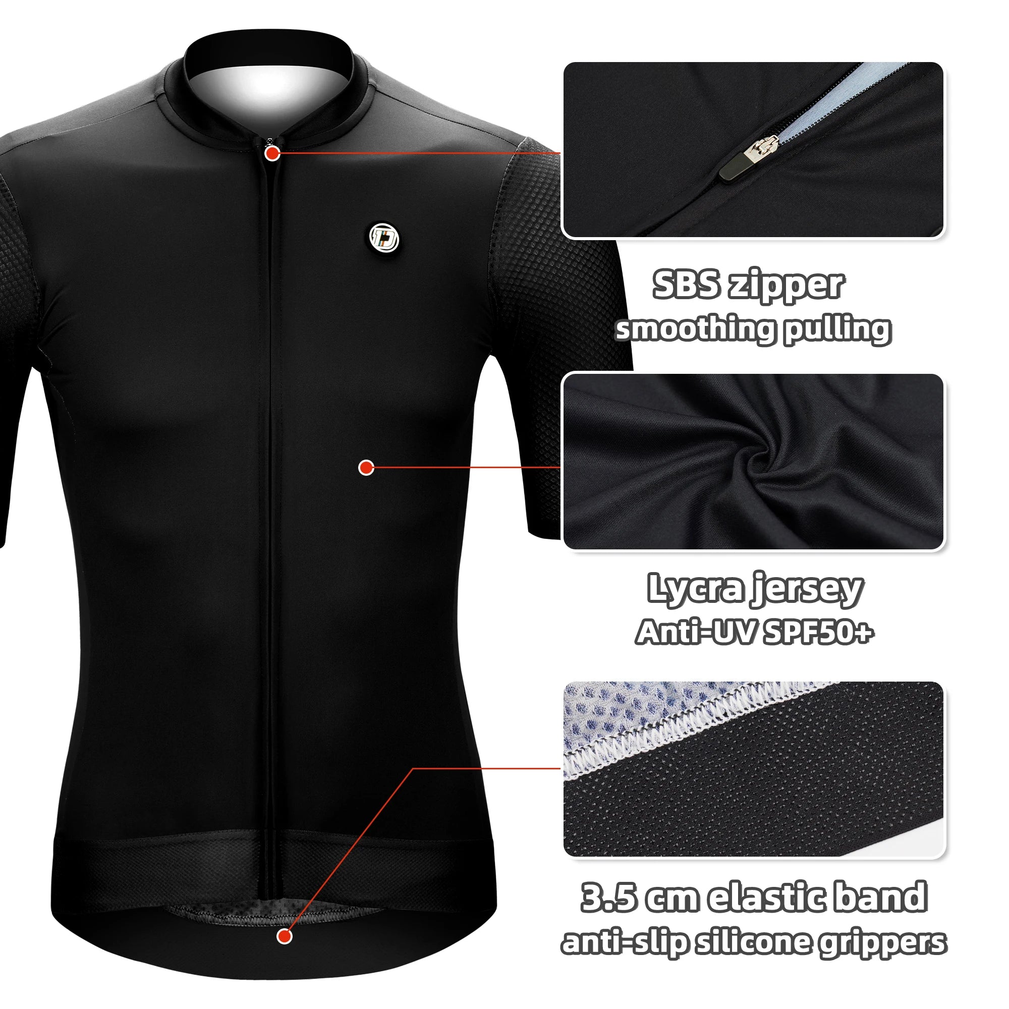 DAREVIE Radtrikot SPF 50 UV-Schutz Trainingsniveau Slim Fit Kleine Größe Herren Damen Mann Fahrradtrikot Radsport-Trikot