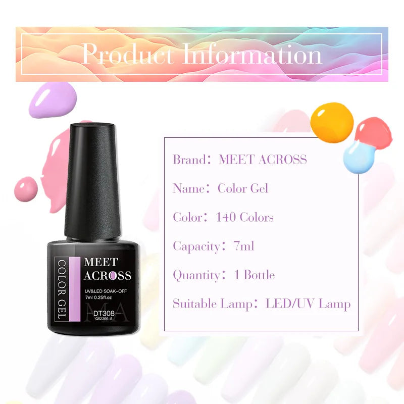 MEET ACROSS 12tlg/Set 7ml Macaron Gel Nagellack mit Box Semi-permanenter UV-Gel Soak Off Nail Art Kit Nagellack für Maniküre