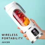 Tragbarer elektrischer Entsafter USB-Lade Mini-Akku-Entsafterflasche 450 ml Becher Obstmixer Handmixer für Zuhause, Reisen, Büro