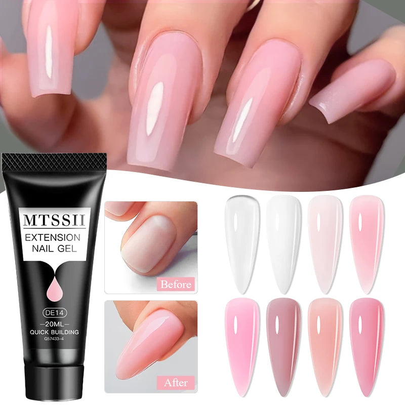 24-teiliges Set 20ml Poly Nail Extension Gel Kit Mini-UV-Lampe Versiegelung mit Basislack Überlack Professionelles Poly-UV-Nagelgel-Kit Starter-Kit