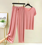 Zweiteiliges Set Damen Oberteil und Hose Sommer 2-teilige Sets Damen Outfits Urlaub 2026 neue Kollektion weite Hose elegant lässig