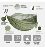 260x140cm Camping Hängematte Doppelgröße Fallschirm mit Moskitonetz Regenschutz Tarp Leicht für Wandern Reisen