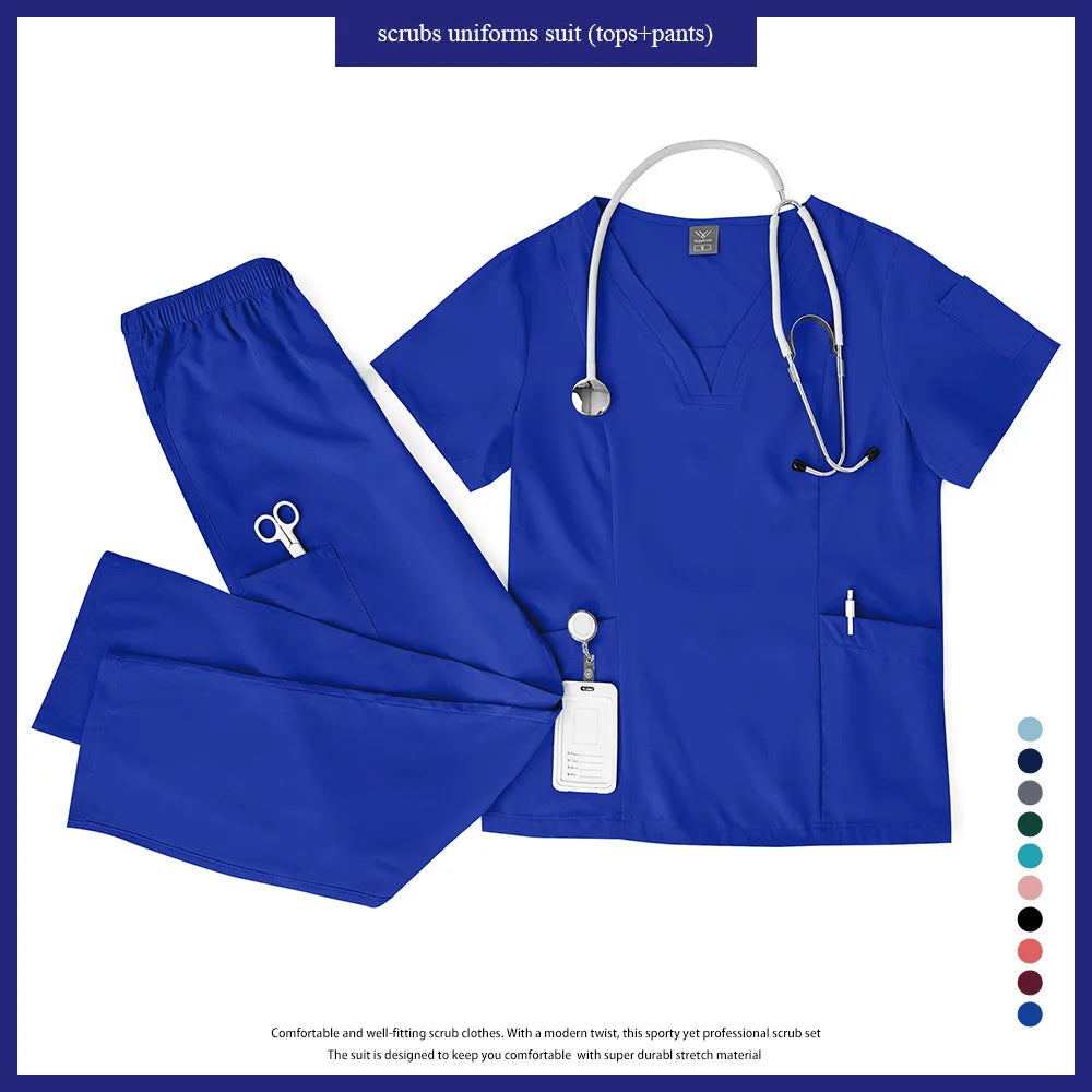 Niaahinn Scrubs Uniforms Sets Großhandel Medizinische Kasacks Stretch-Anzug Gesundheitswesen Pflegeuniform Unisex OP-Kasacks Damen Herren