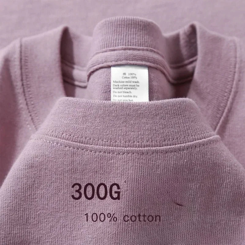 Sommer Baumwolle Strapazierfähiges 300-Gramm-T-Shirt aus amerikanischer Reinbaumwolle für Herren mit kurzen Ärmeln, lässiges Basic-Oberteil, Oversized T-Shirt Hauptbild