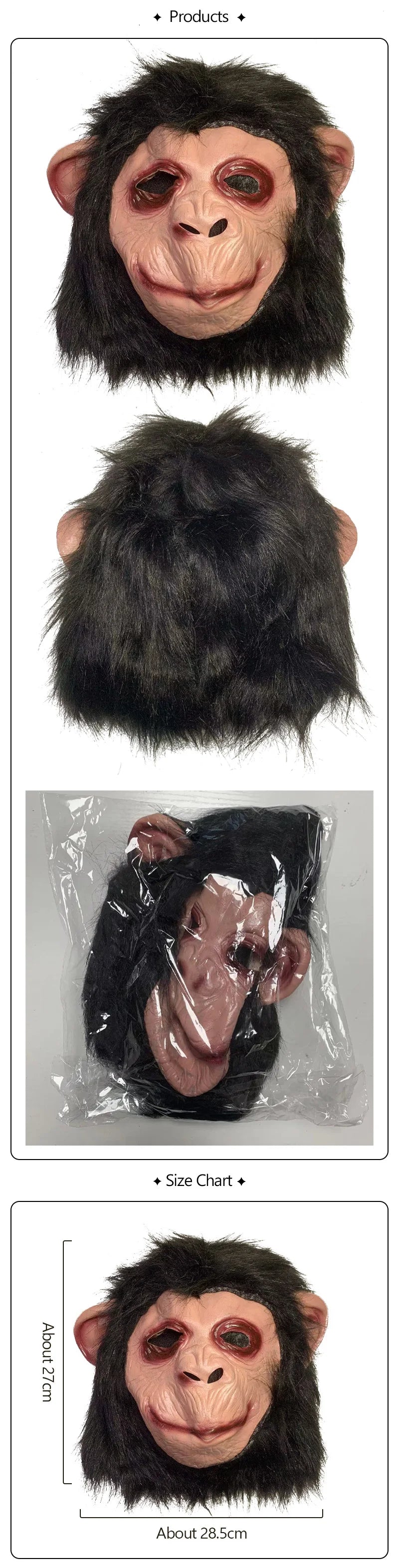 Gorilla Maske Tier Cosplay Maske Halloween Horror Rollenspiel Neuheit Lustige Masken Drama Performance Tiermaske Karnevalsmaske