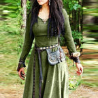 LisdinoMittelalterliches Kleid Damen Langarm Maxirobe Vintage Elfenkleid Renaissance Keltisch Wikinger Gothic Cosplay Kostüme