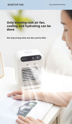 Mini USB Schreibtischventilator, tragbar, leise, kühler Klimaanlage für Schlafzimmer und Zuhause mit Befeuchtungs-Sprühfunktion, Tischventilator
