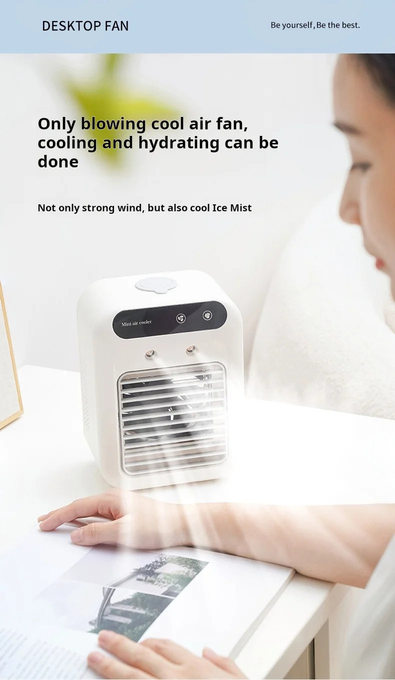 Mini USB Schreibtischventilator, tragbar, leise, kühler Klimaanlage für Schlafzimmer und Zuhause mit Befeuchtungs-Sprühfunktion, Tischventilator