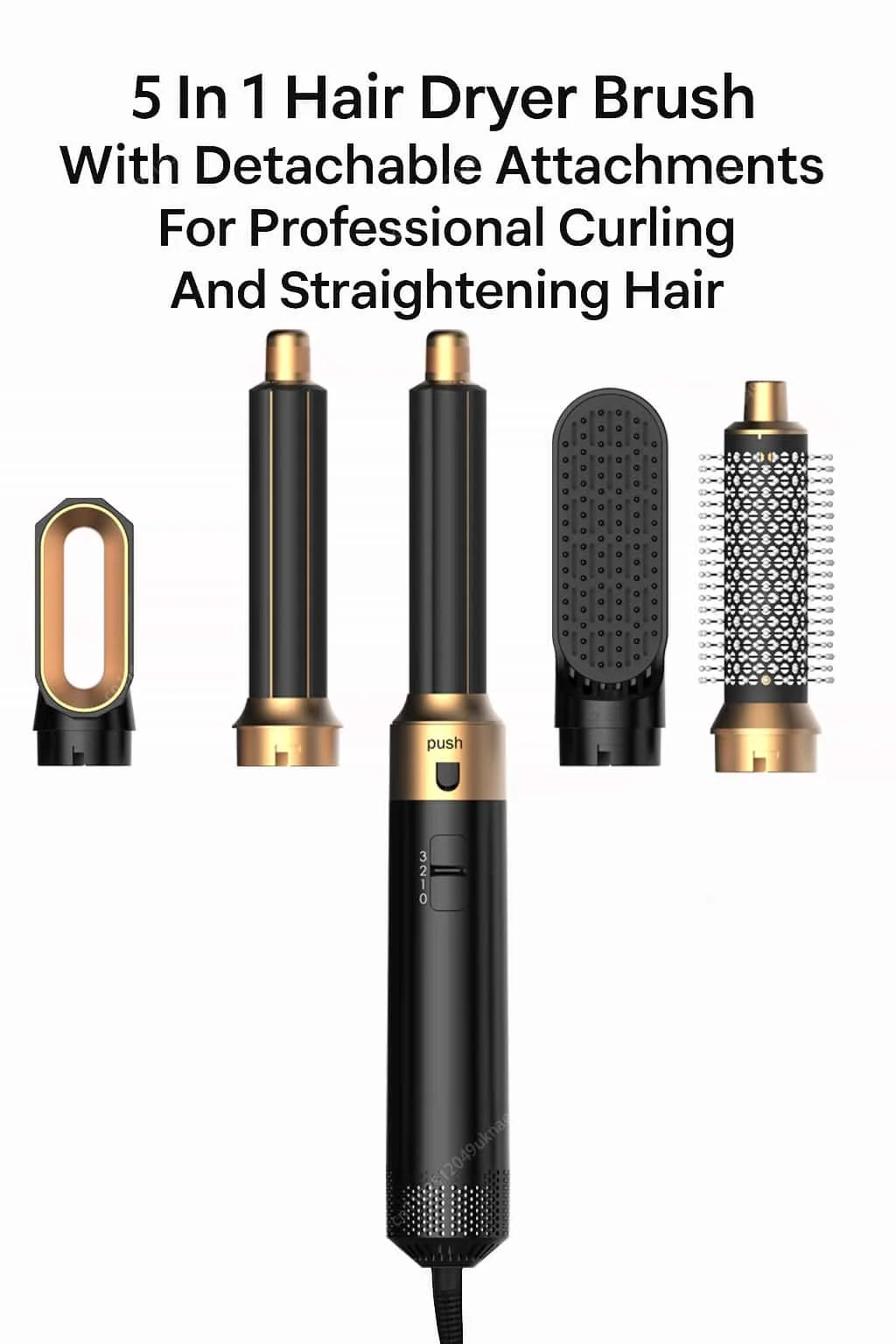 5-in-1-Haartrockner- und Heißluftkammbürste mit Lockenstab und Haarglätter zum schnellen Trocknen, Locken, Glätten und Stylen