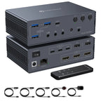 USB C Dockingstation HDMI KVM Switch 2/3/4 PCs 3 Monitore 4K@60Hz Thunderbolt 4 für 3 Monitore 2/3/4 Laptops mit DisplayLink