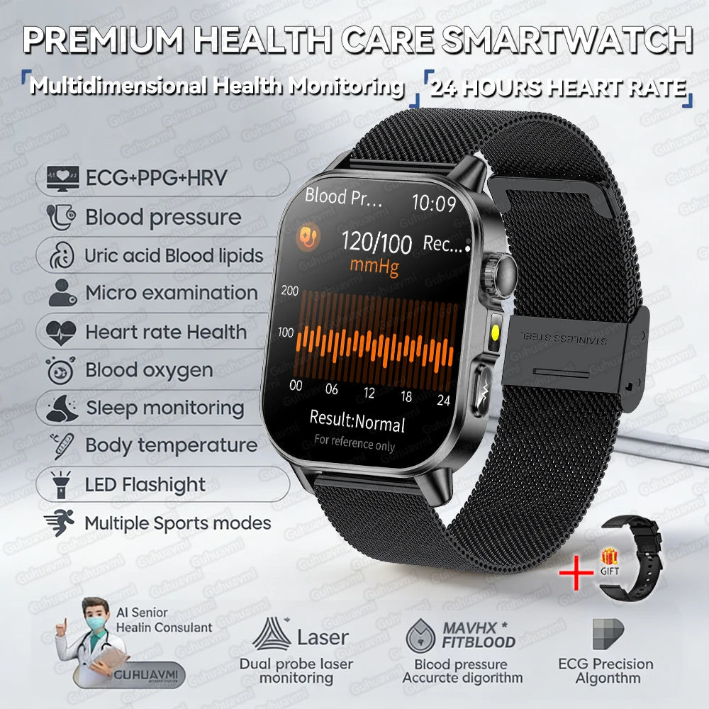 Neue präzise Gesundheits-Smartwatch EKG+HRV Harnsäure Blutfette Emotionswahrnehmung Bluetooth-Anruf Smartwatches für Männer und Frauen