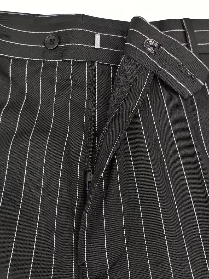 Herrenanzüge Herren Zweiteiliger Anzug Zweireihig Herren Modisches und Slim-fit Design Bräutigam Hochzeitsanzug Lässiger gestreifter Stoff