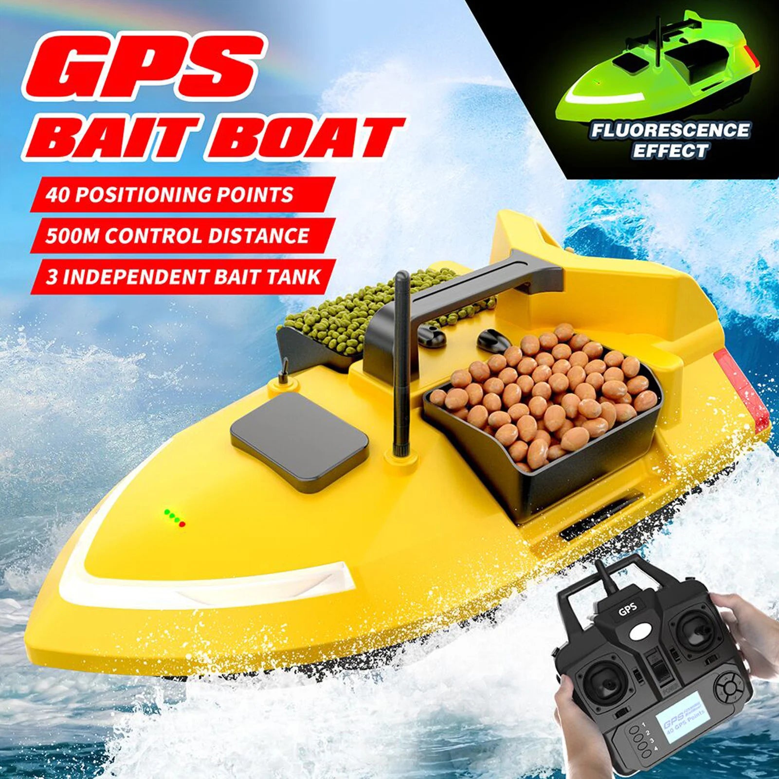 Modernes GPS-Futterboot mit 3 Köderbehältern, 12000mAh kabelloses Futterboot mit automatischer Rückkehrfunktion, verschiedene Stile