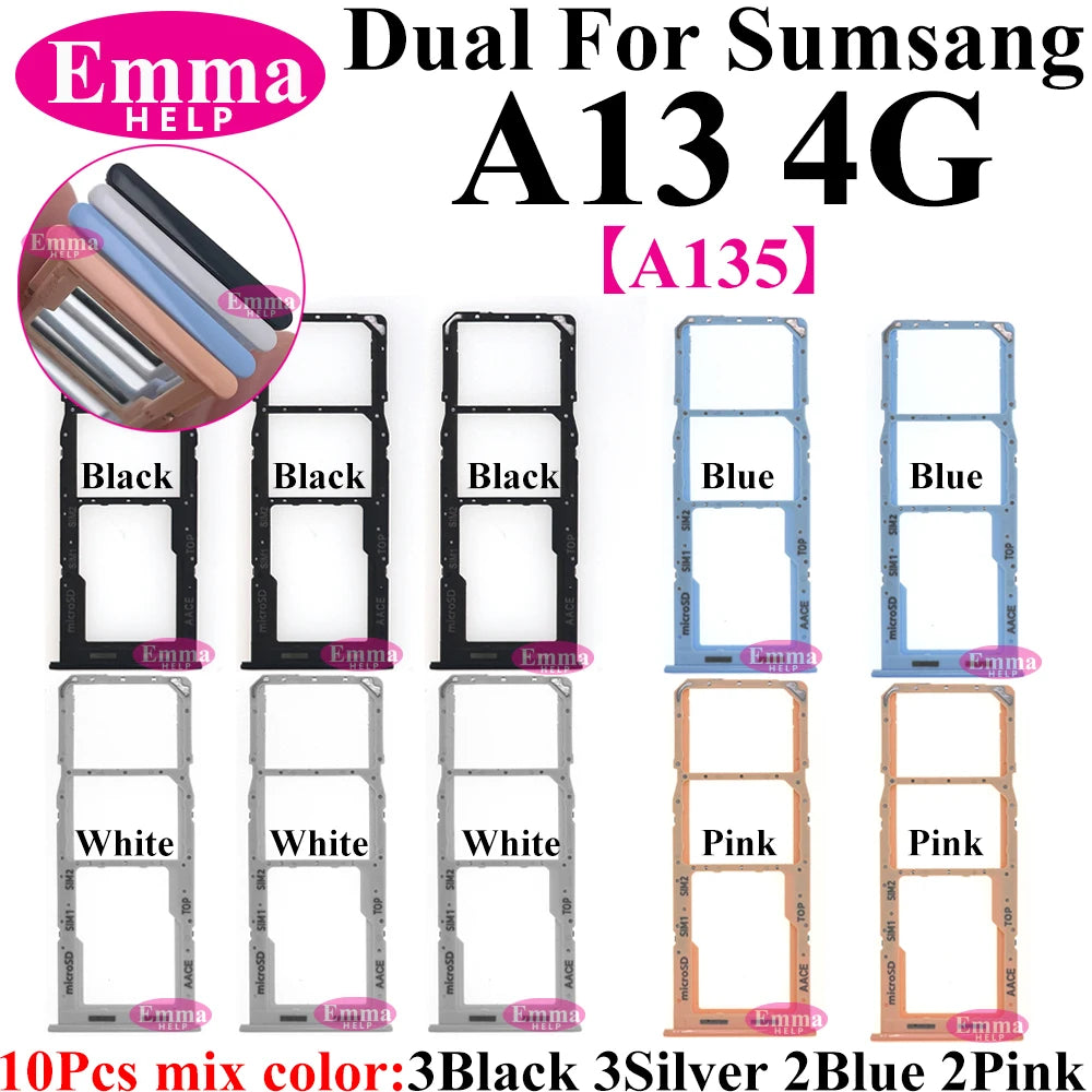10Pcs Dual-Karten-Telefon-SIM-SD-Kartenfach für Samsung Galaxy A14 A24 A34 A54 A13 A23 A33 A53 A73 SIM-Kartenhalter-Adapter-Schublade