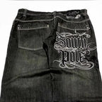 Amerikanische Y2K 2025 Neue weite Baggy Black Jeans Oversized Damen Street Casual Joker Denim-Hose Paar-Jeans Vintage Streetwear