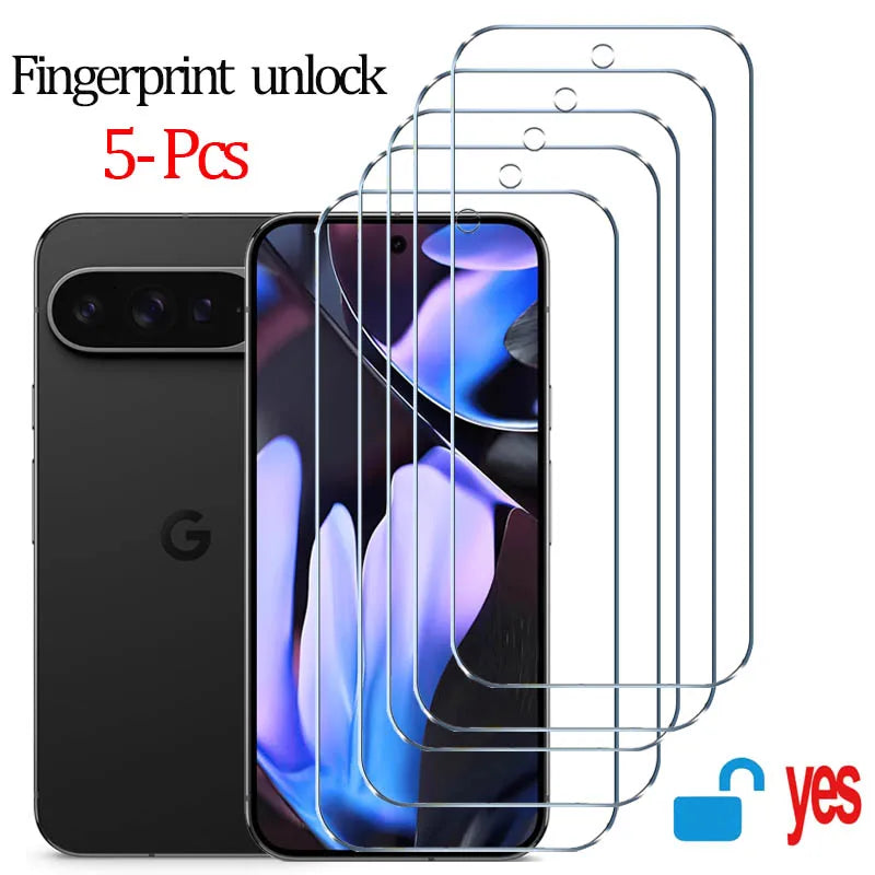Fingerabdruck-Entsperrung Glas für Pixel 9 Pro 10 8A 9A 10A 7A 8 Pro Displayschutzfolie Pixel 9 Pro XL Panzerglas für Google Pixel 9