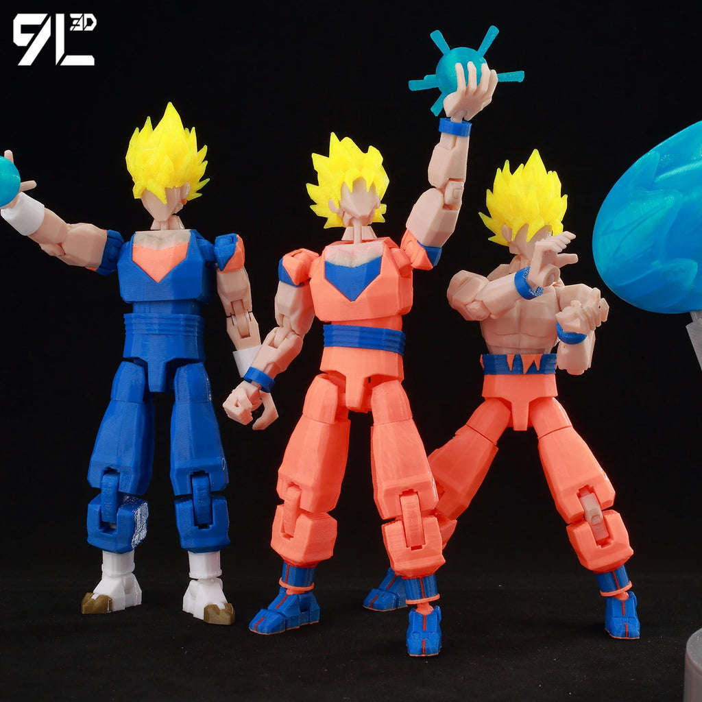 9L3D Gedruckte Dragon Ball Son Goku Vegeta Beerus Frieza Anime Lucky13 Dummy13 Titan13 Actionfiguren Mehrgelenkige Bewegliche Spielzeuge