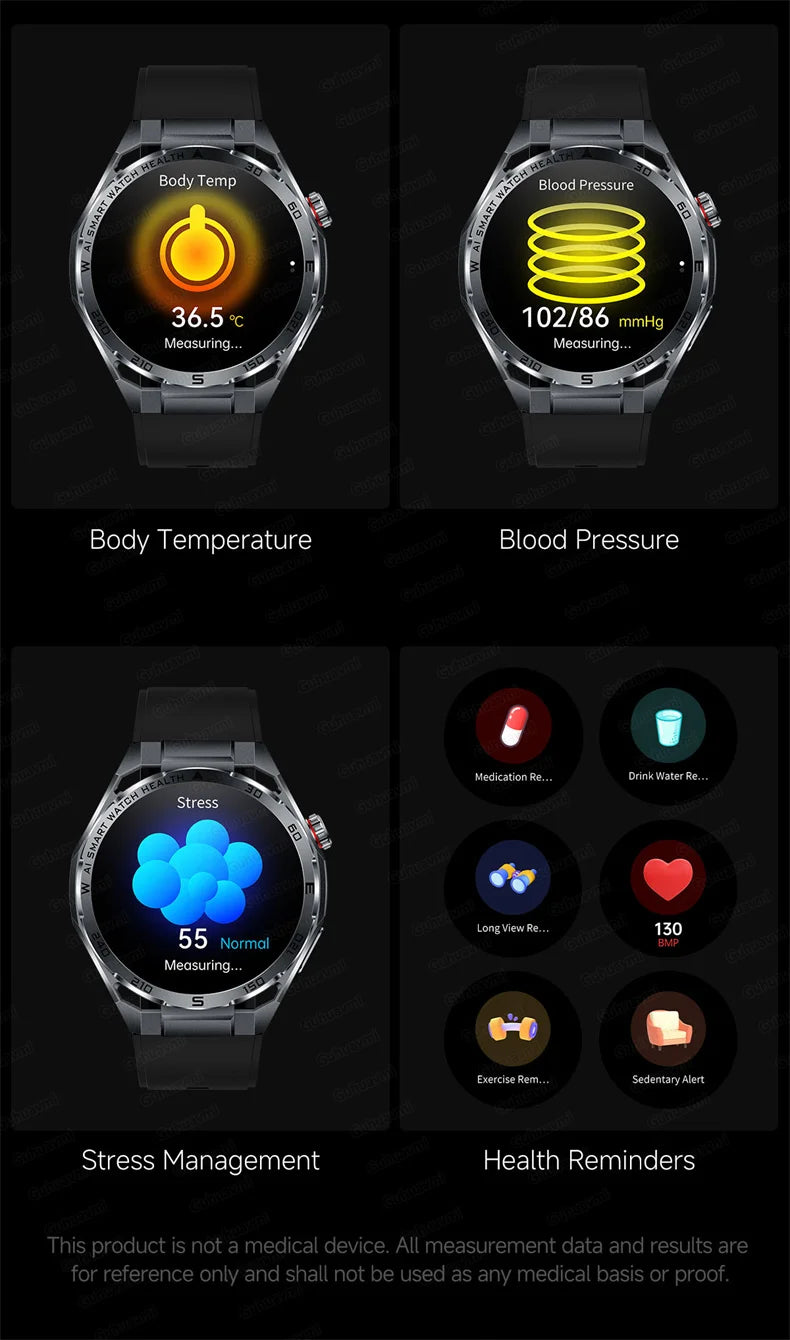 EKG High-End Gesundheits-Smartwatch Herren Blutdruck Lipide Blutsauerstoff Körperanalyse Harnsäure Gesundheitstracker Smartwatch Herren Damen