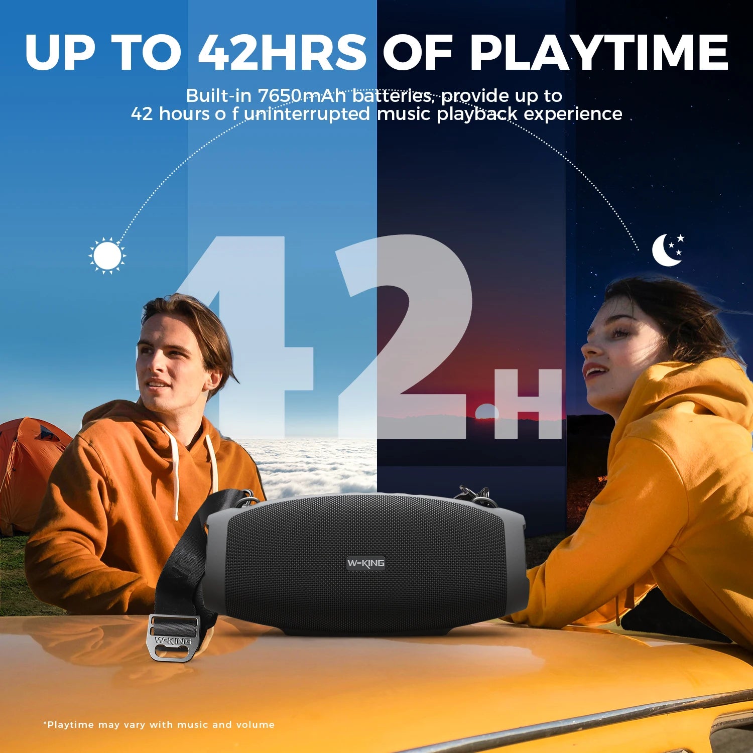 W-KING (120W PEAK)70W Tragbare laute Bluetooth-Lautsprecher mit kabellosem Mikrofon, wasserdichte kabellose Outdoor-Bluetooth-Lautsprecher
