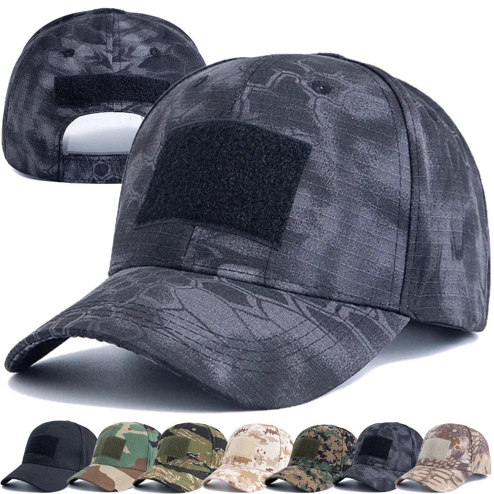 Men's Camouflage Tactical Baseball Cap With 3 Velcro Patches Military Camouflage Hat Cap For Outdoor Jugle Fishing Hiking Caps Hauptbild