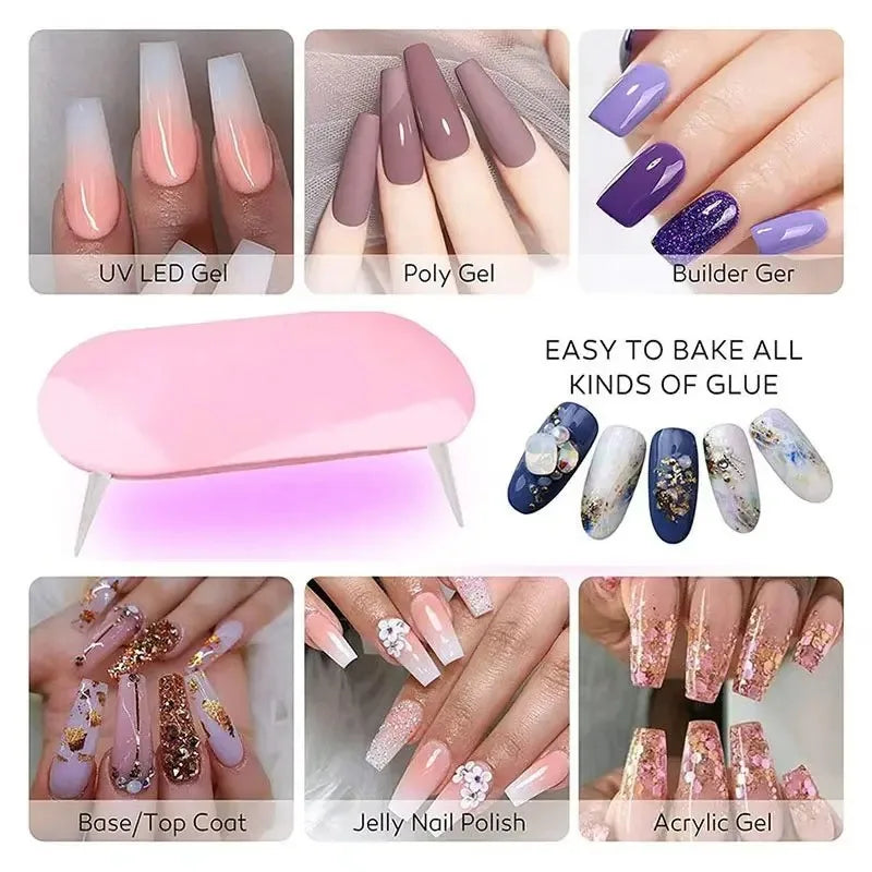 58pcs/Set Fashion Nail Sets Art Tools A Full Set Professional Nail 42-color Crystal Powder Press on Nail Polish Glue Tools Kits