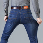 2025 Neue Herren Stretch Jeans Herren Klassische Elastische Business Jeans Herren Mode Bequeme Einfarbige Schmale Straight Lange Denim Hose