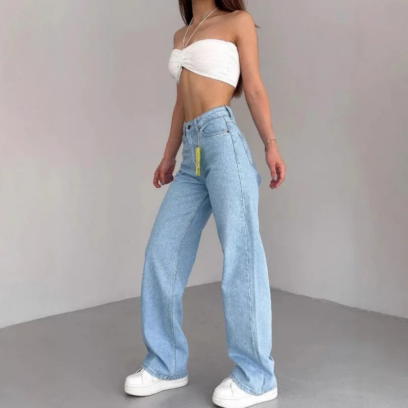 High Waist Straight Leg Jeans Große Größen Modische Frühling Herbst Lange Hosen Bequemer Freizeitstil Russische grenzüberschreitende Mode Hauptbild
